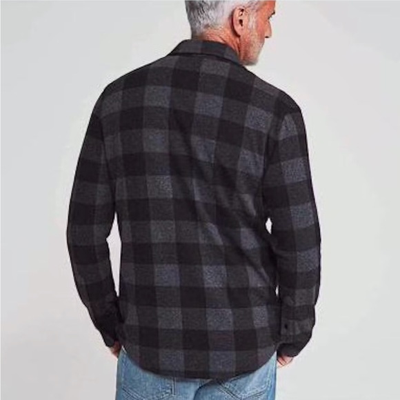 Faherty Legend Sweater Shirt in Charcoal Black Buffalo Plaid Size XL - Picture 11 of 15